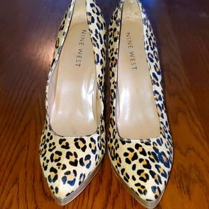 Nine West Leopard Print Stacked Heel Shoes